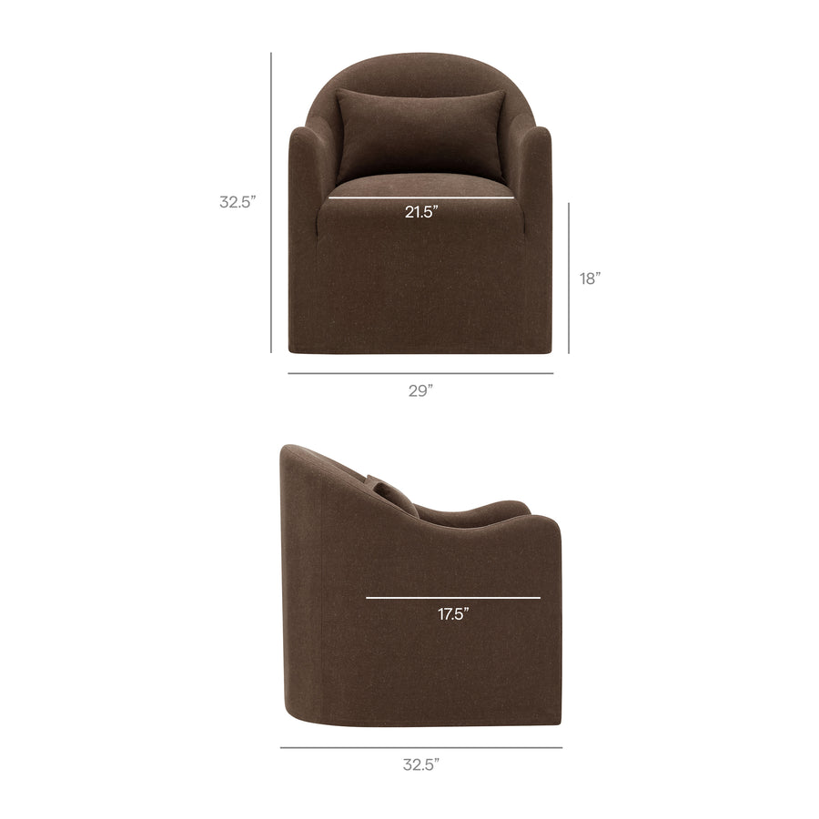 Wicker Slipcovered Linen Blend Accent Chair in Cocoa