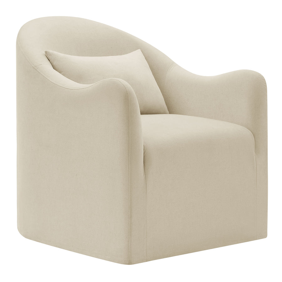 Wicker Slipcovered Linen Blend Accent Chair in Linen