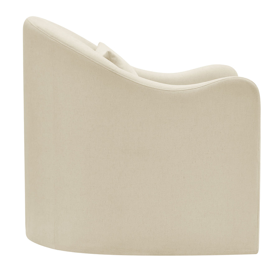 Wicker Slipcovered Linen Blend Accent Chair in Linen