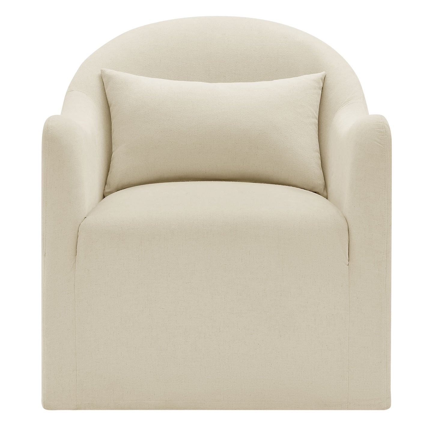 Wicker Slipcovered Linen Blend Accent Chair in Linen