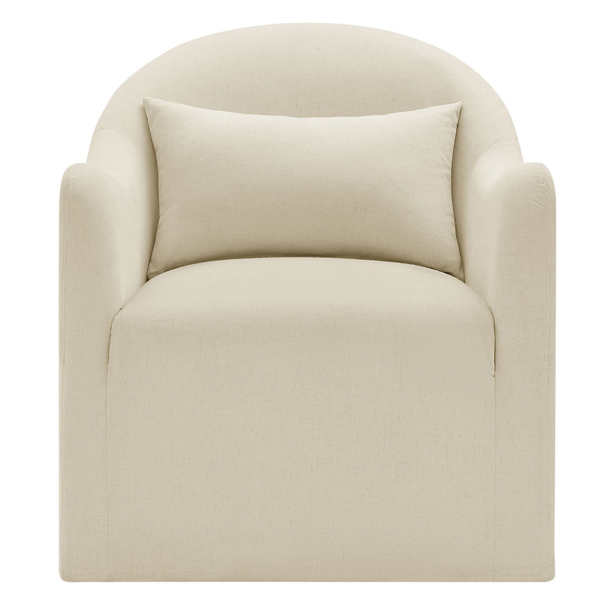 Wicker Slipcovered Linen Blend Accent Chair in Linen