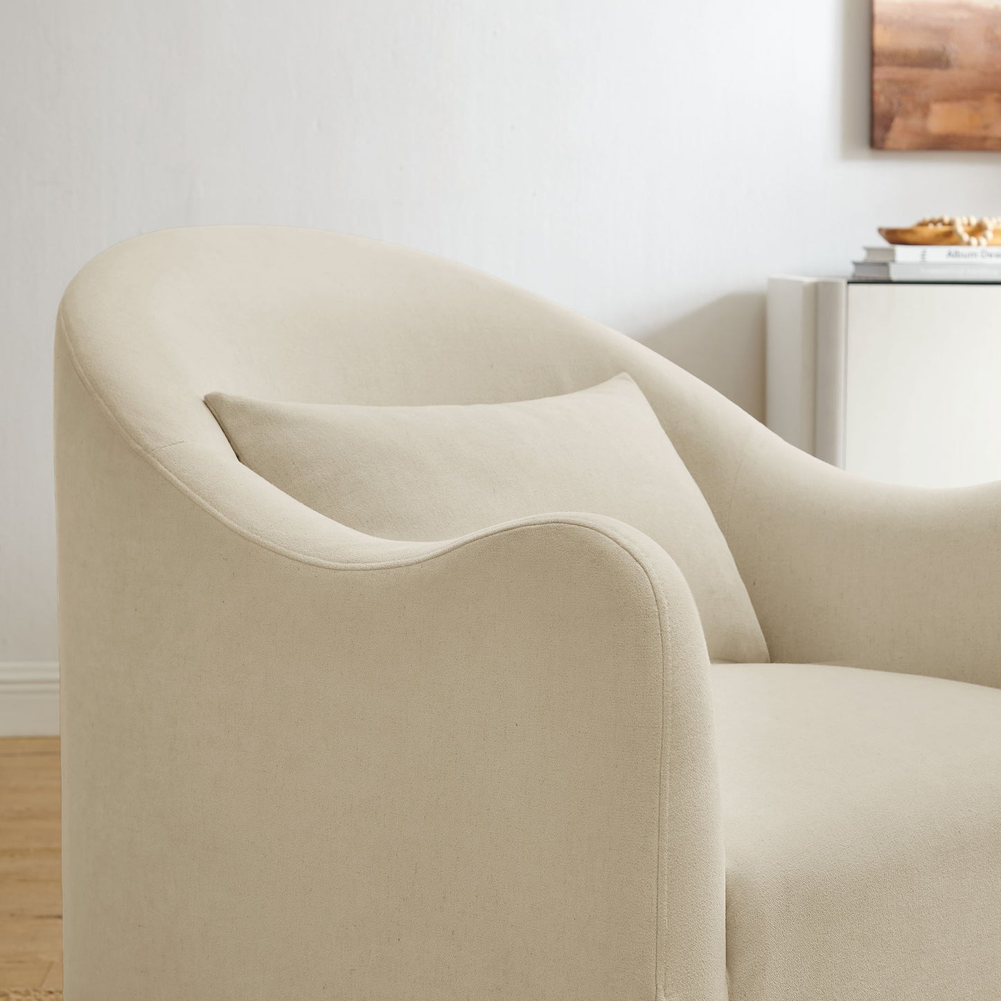Wicker Slipcovered Linen Blend Accent Chair in Linen