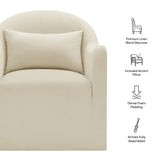 Wicker Slipcovered Linen Blend Accent Chair in Linen