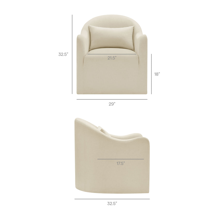 Wicker Slipcovered Linen Blend Accent Chair in Linen
