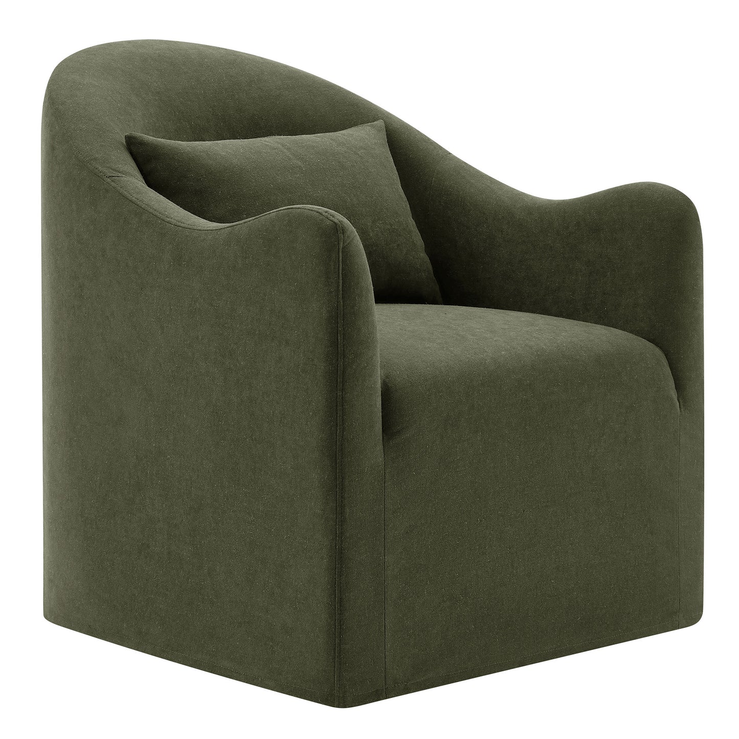 Wicker Slipcovered Linen Blend Accent Chair in Sage