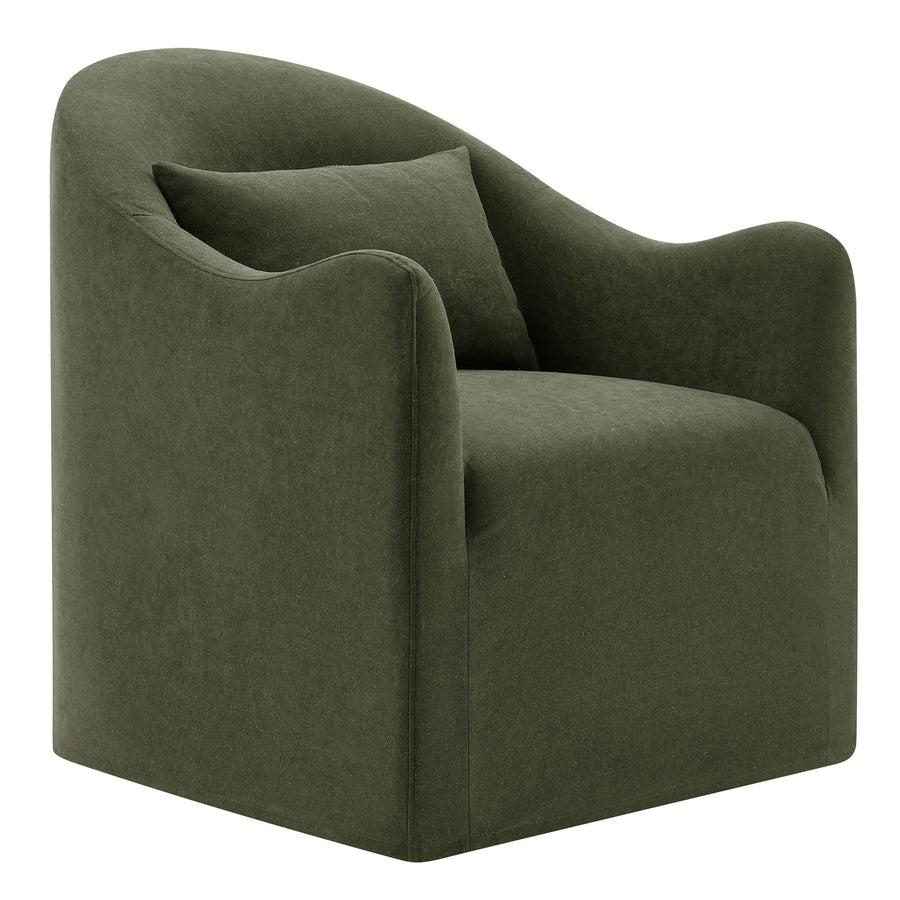 Wicker Slipcovered Linen Blend Accent Chair in Sage