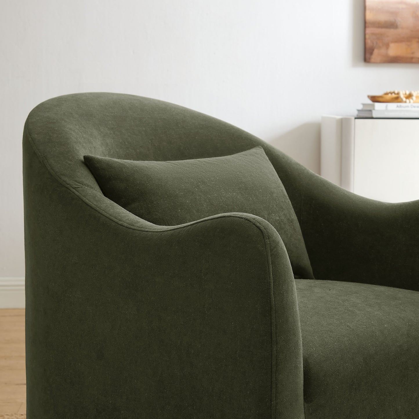 Wicker Slipcovered Linen Blend Accent Chair in Sage