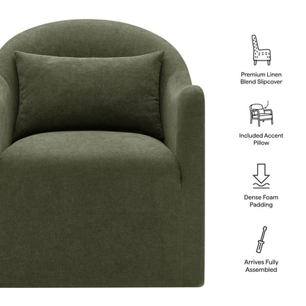 Bardot Slipcovered Linen Blend Accent Chair in Sage