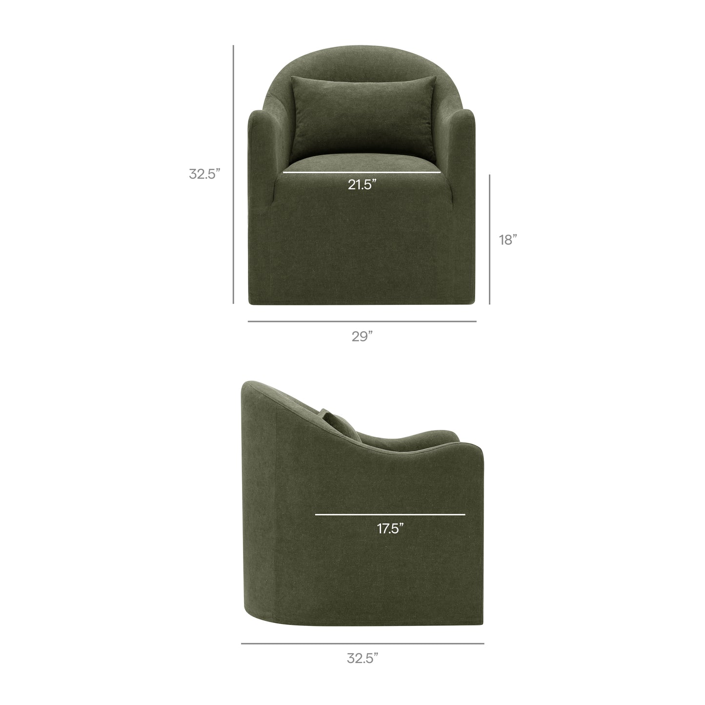Wicker Slipcovered Linen Blend Accent Chair in Sage
