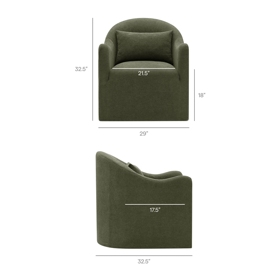 Wicker Slipcovered Linen Blend Accent Chair in Sage