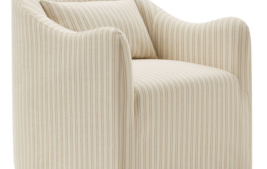 Wicker Slipcovered Striped Accent Chair in Oatmeal Stripe