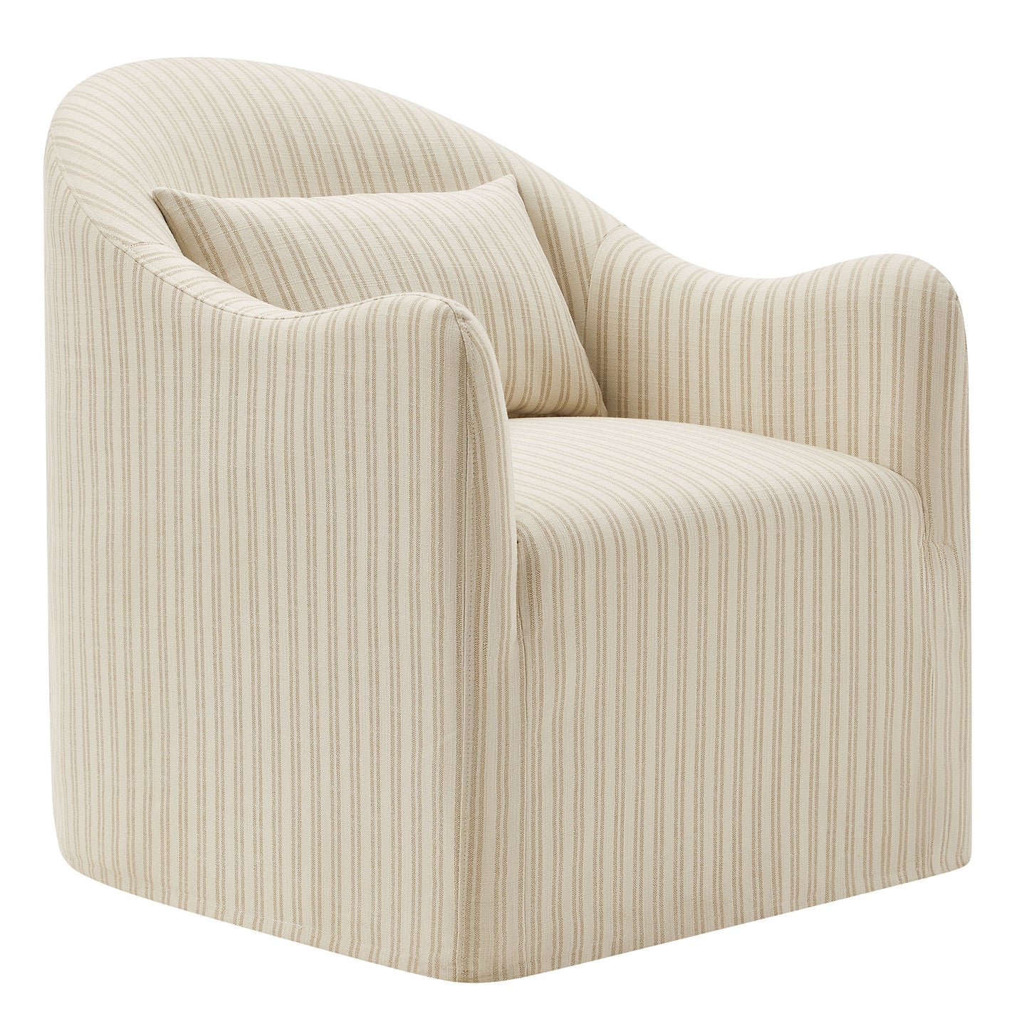 Wicker Slipcovered Striped Accent Chair in Oatmeal Stripe