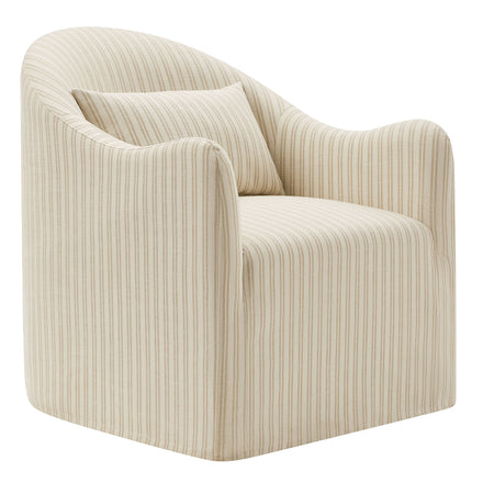 Bardot Slipcovered Striped Accent Chair in Oatmeal Stripe