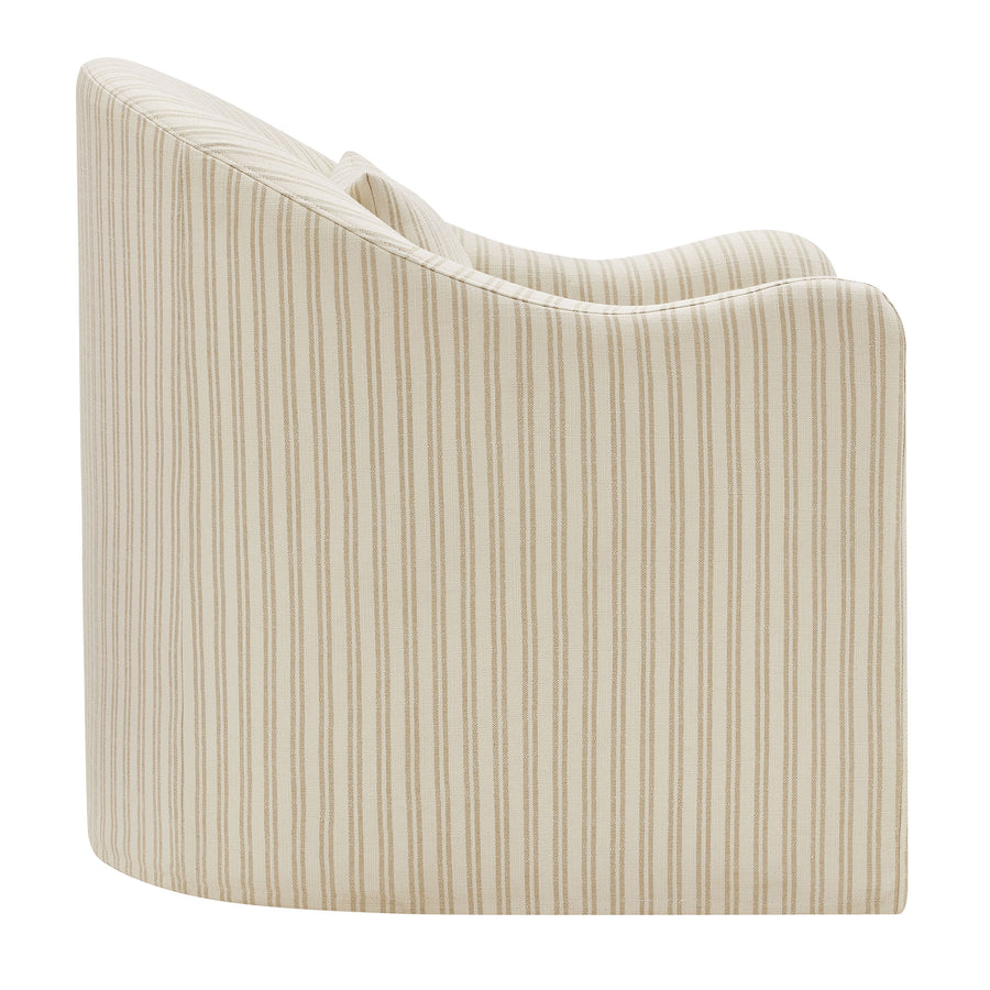 Wicker Slipcovered Striped Accent Chair in Oatmeal Stripe