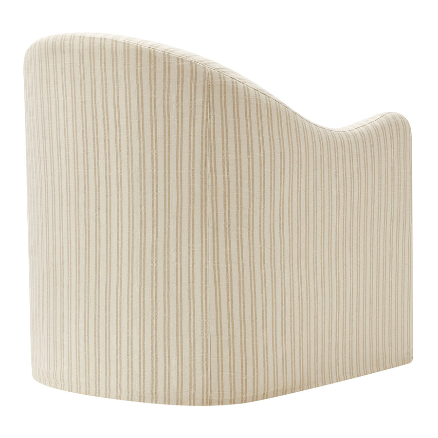 Wicker Slipcovered Striped Accent Chair in Oatmeal Stripe