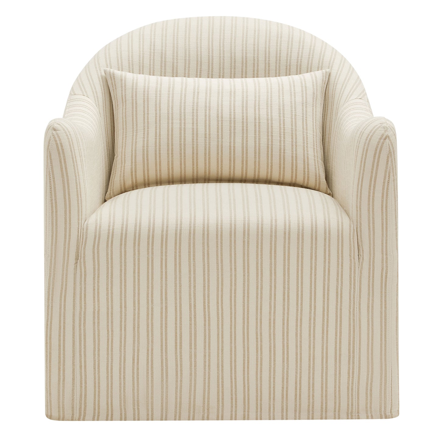 Wicker Slipcovered Striped Accent Chair in Oatmeal Stripe