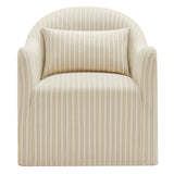 Wicker Slipcovered Striped Accent Chair in Oatmeal Stripe