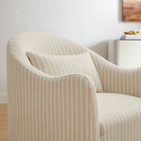 Wicker Slipcovered Striped Accent Chair in Oatmeal Stripe