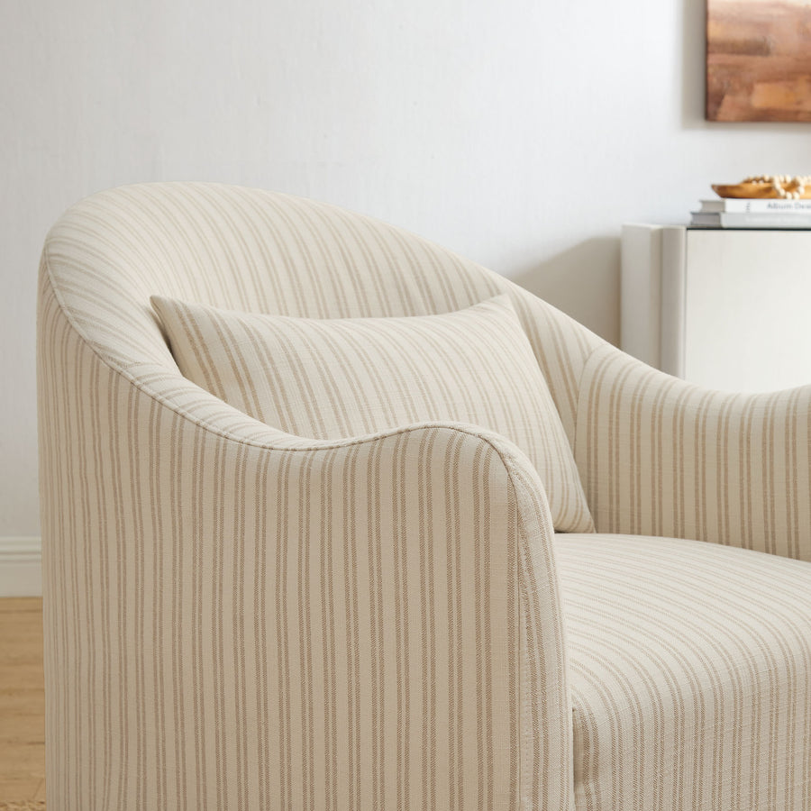 Wicker Slipcovered Striped Accent Chair in Oatmeal Stripe