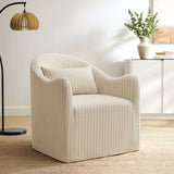 Wicker Slipcovered Striped Accent Chair in Oatmeal Stripe