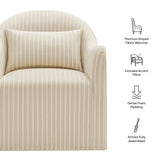 Wicker Slipcovered Striped Accent Chair in Oatmeal Stripe