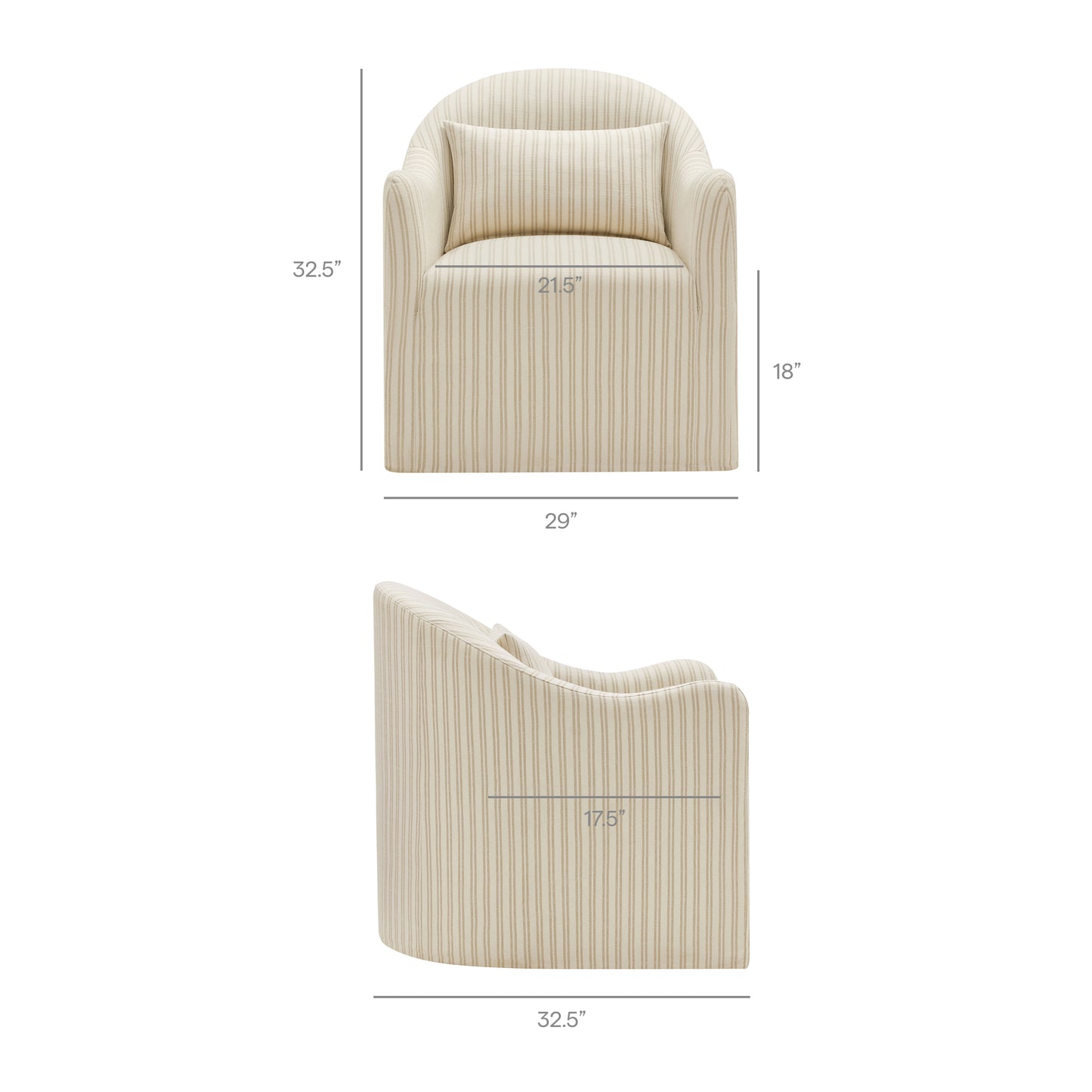 Wicker Slipcovered Striped Accent Chair in Oatmeal Stripe