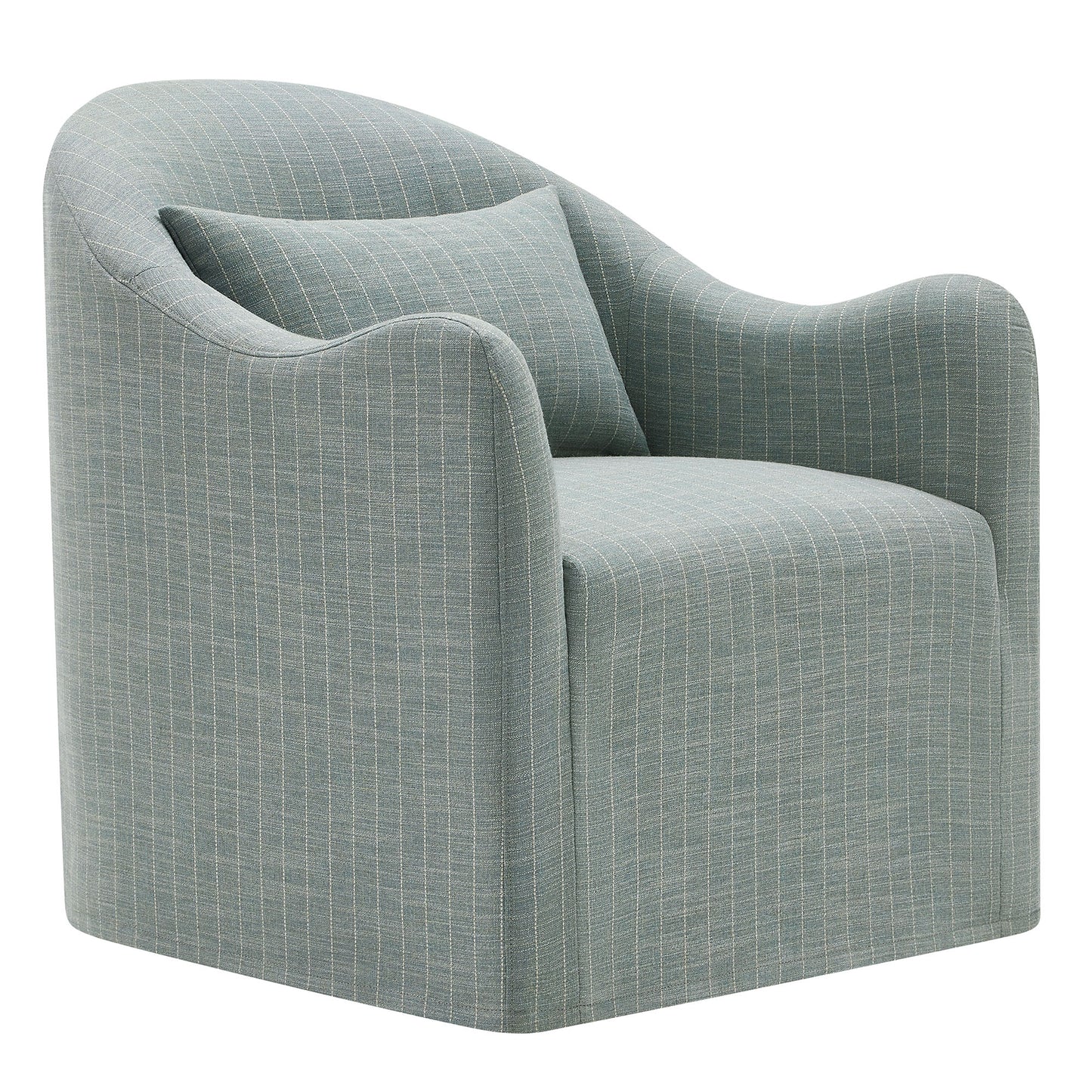 Wicker Slipcovered Striped Accent Chair in Spa Blue Stripe