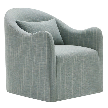 Bardot Slipcovered Striped Accent Chair in Spa Blue Stripe