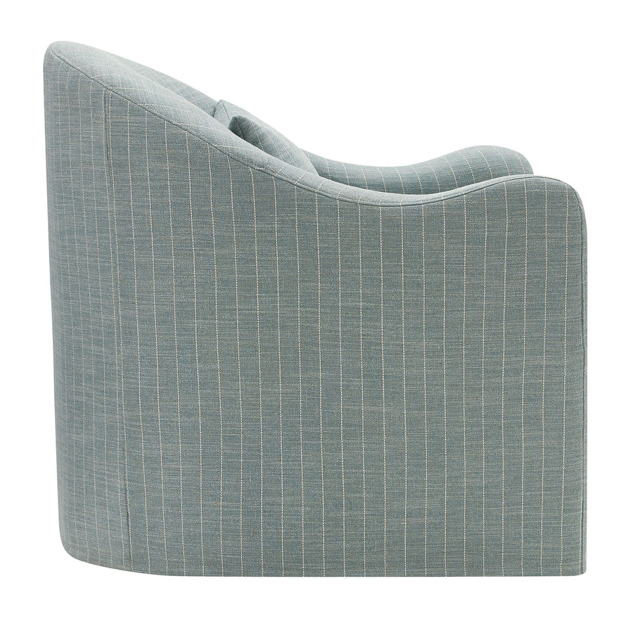 Wicker Slipcovered Striped Accent Chair in Spa Blue Stripe