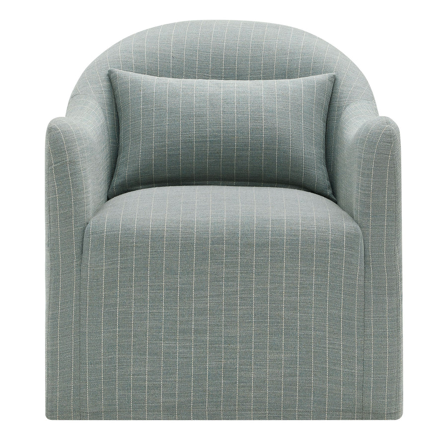 Wicker Slipcovered Striped Accent Chair in Spa Blue Stripe