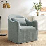 Wicker Slipcovered Striped Accent Chair in Spa Blue Stripe