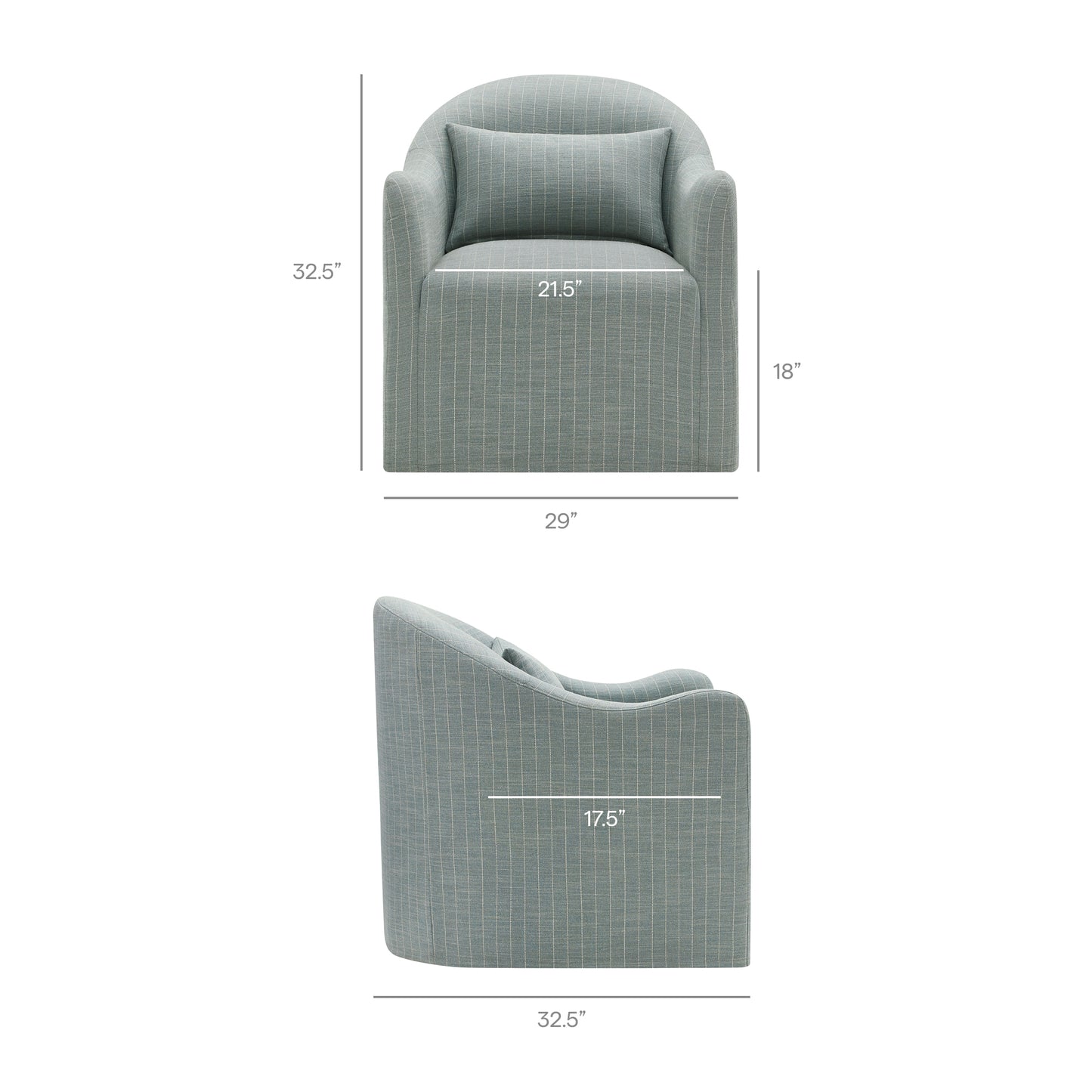 Wicker Slipcovered Striped Accent Chair in Spa Blue Stripe