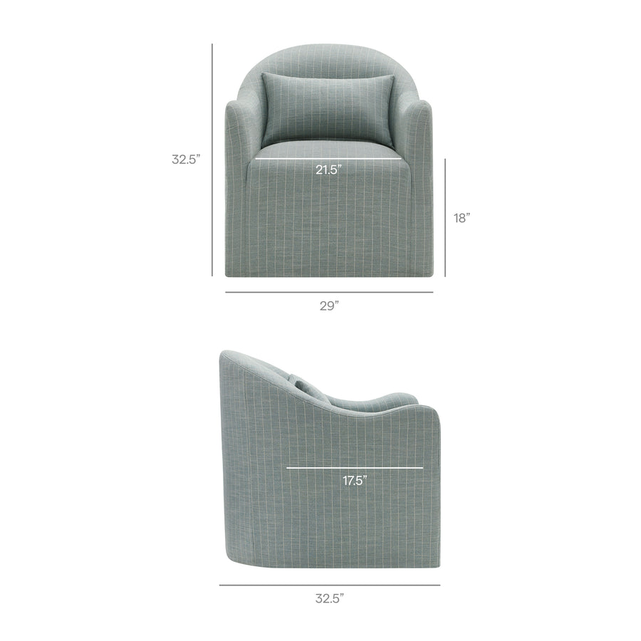 Wicker Slipcovered Striped Accent Chair in Spa Blue Stripe