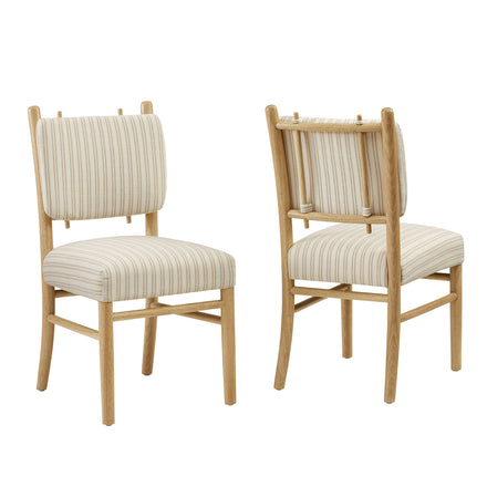 Mauden Striped Dining Side Chairs Set of 2 in Oatmeal Stripe