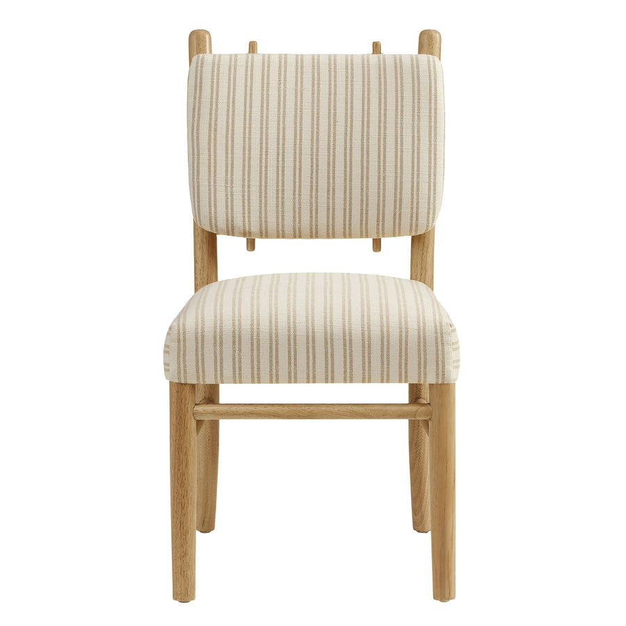 Keir Striped Dining Side Chairs Set of 2 in Oatmeal Stripe