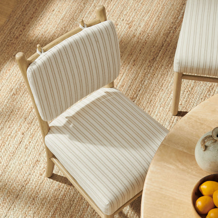 Mauden Striped Dining Side Chairs Set of 2 in Oatmeal Stripe