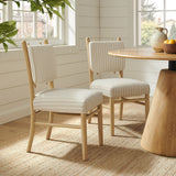 Keir Striped Dining Side Chairs Set of 2 in Oatmeal Stripe