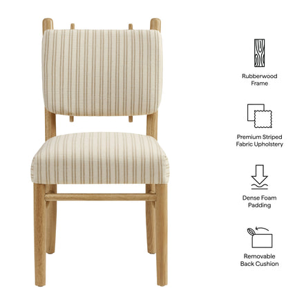 Mauden Striped Dining Side Chairs Set of 2 in Oatmeal Stripe