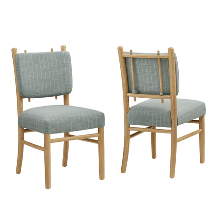 Mauden Striped Dining Side Chairs Set of 2 in Spa Blue Stripe