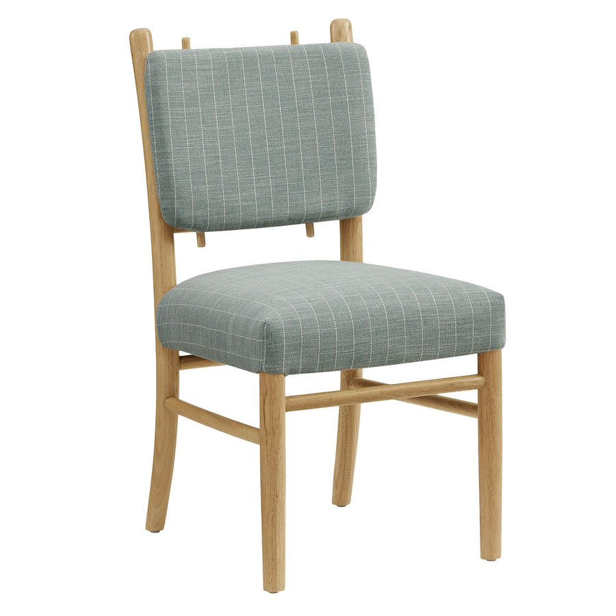 Keir Striped Dining Side Chairs Set of 2 in Spa Blue Stripe