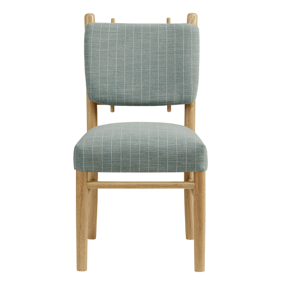 Keir Striped Dining Side Chairs Set of 2 in Spa Blue Stripe
