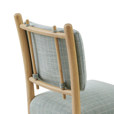 Mauden Striped Dining Side Chairs Set of 2 in Spa Blue Stripe