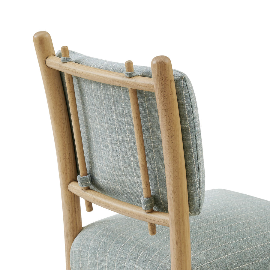 Keir Striped Dining Side Chairs Set of 2 in Spa Blue Stripe