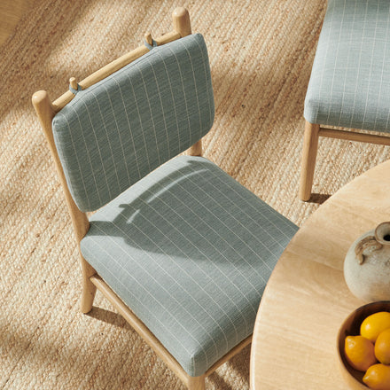 Mauden Striped Dining Side Chairs Set of 2 in Spa Blue Stripe