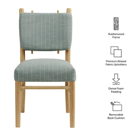 Mauden Striped Dining Side Chairs Set of 2 in Spa Blue Stripe