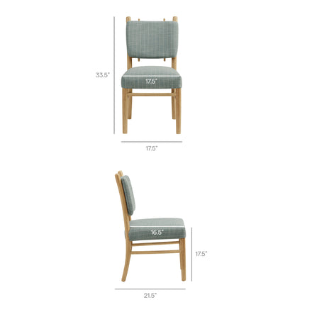 Mauden Striped Dining Side Chairs Set of 2 in Spa Blue Stripe