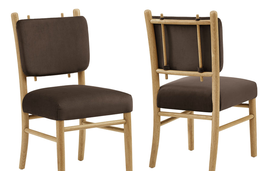 Keir Performance Velvet Dining Side Chairs Set of 2 in Chocolate Brown