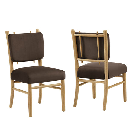 Mauden Performance Velvet Dining Side Chairs Set of 2 in Chocolate Brown