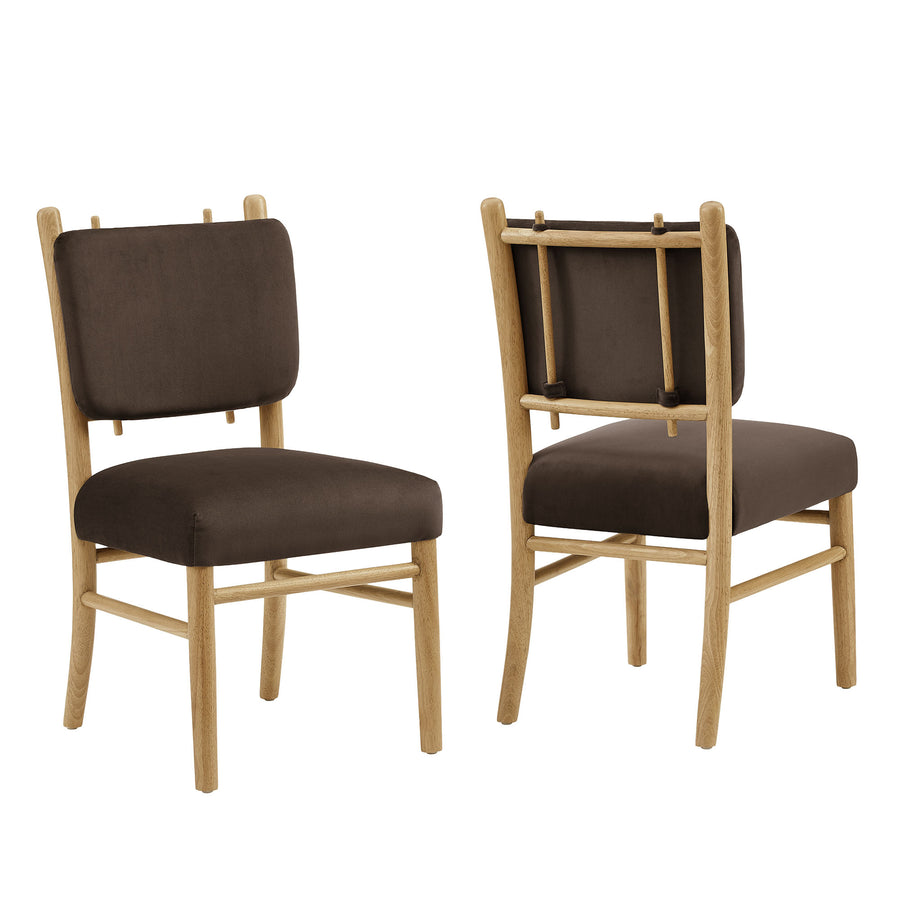 Keir Performance Velvet Dining Side Chairs Set of 2 in Chocolate Brown