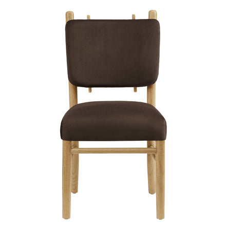 Mauden Performance Velvet Dining Side Chairs Set of 2 in Chocolate Brown